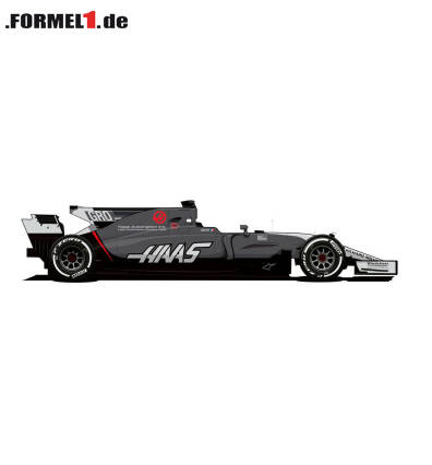 Foto zur News: Der Haas VF-17 als Zeichnung: Eine Revolution ist das Farbschema nicht ...