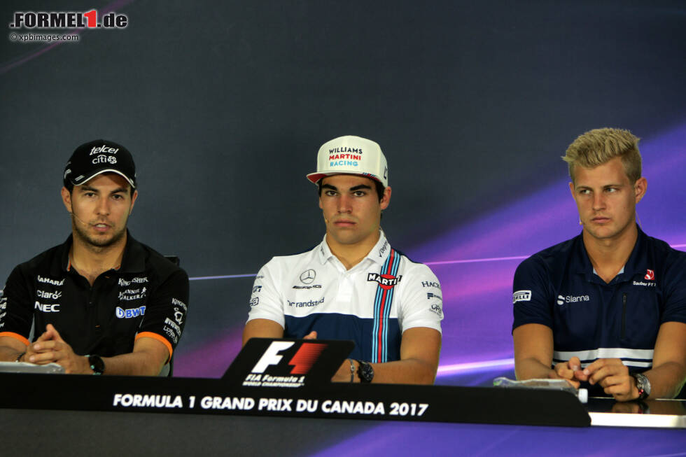 Foto zur News: Sergio Perez (Force India), Lance Stroll (Williams) und Marcus Ericsson (Sauber)