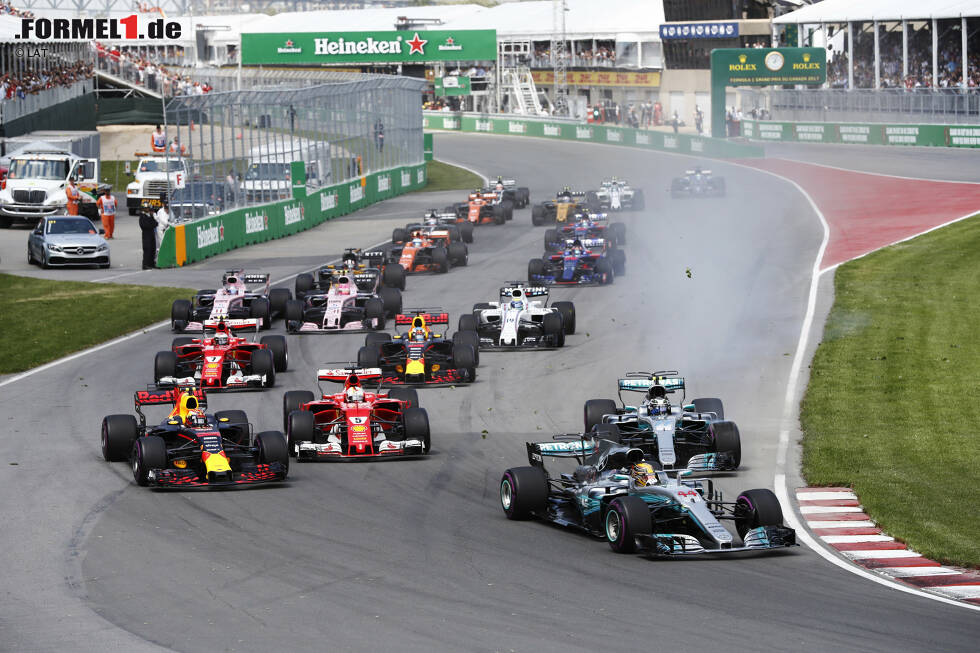 Foto zur News: Lewis Hamilton (Mercedes), Max Verstappen (Red Bull), Sebastian Vettel (Ferrari), Valtteri Bottas (Mercedes) und Kimi Räikkönen (Ferrari)