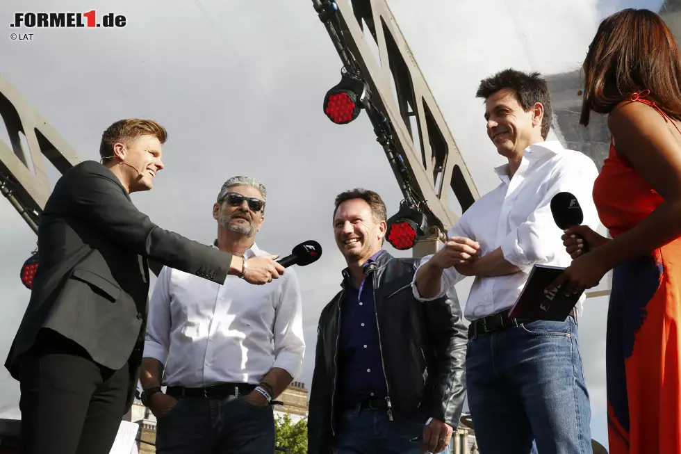 Foto zur News: Maurizio Arrivabene, Christian Horner und Toto Wolff