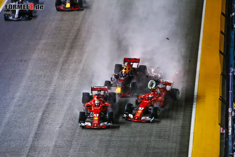 Foto zur News: Sebastian Vettel (Ferrari), Max Verstappen (Red Bull) und Kimi Räikkönen (Ferrari)