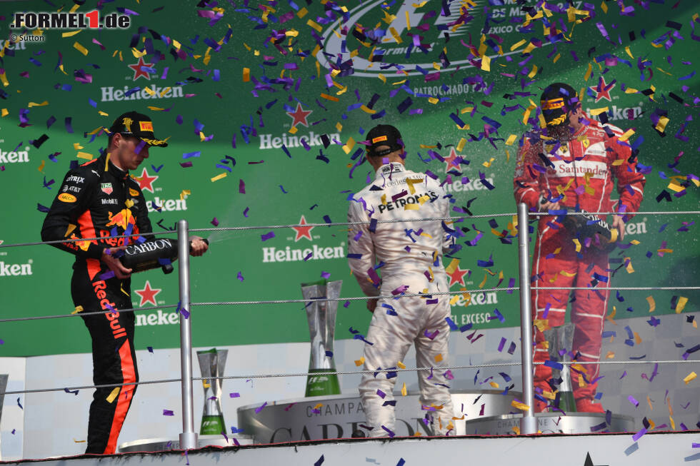 Foto zur News: Max Verstappen (Red Bull), Valtteri Bottas (Mercedes) und Kimi Räikkönen (Ferrari)
