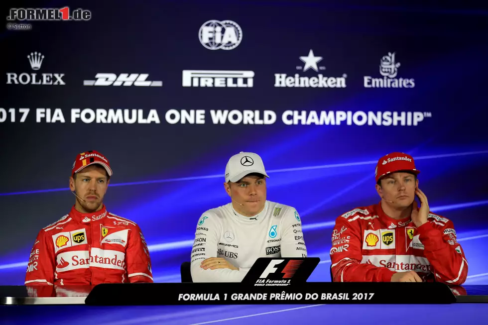 Foto zur News: Sebastian Vettel (Ferrari), Valtteri Bottas (Mercedes) und Kimi Räikkönen (Ferrari)