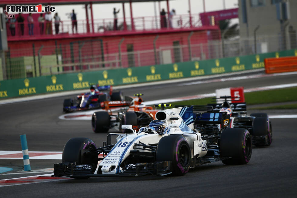 Foto zur News: Lance Stroll (Williams), Romain Grosjean (Haas) und Stoffel Vandoorne (McLaren)