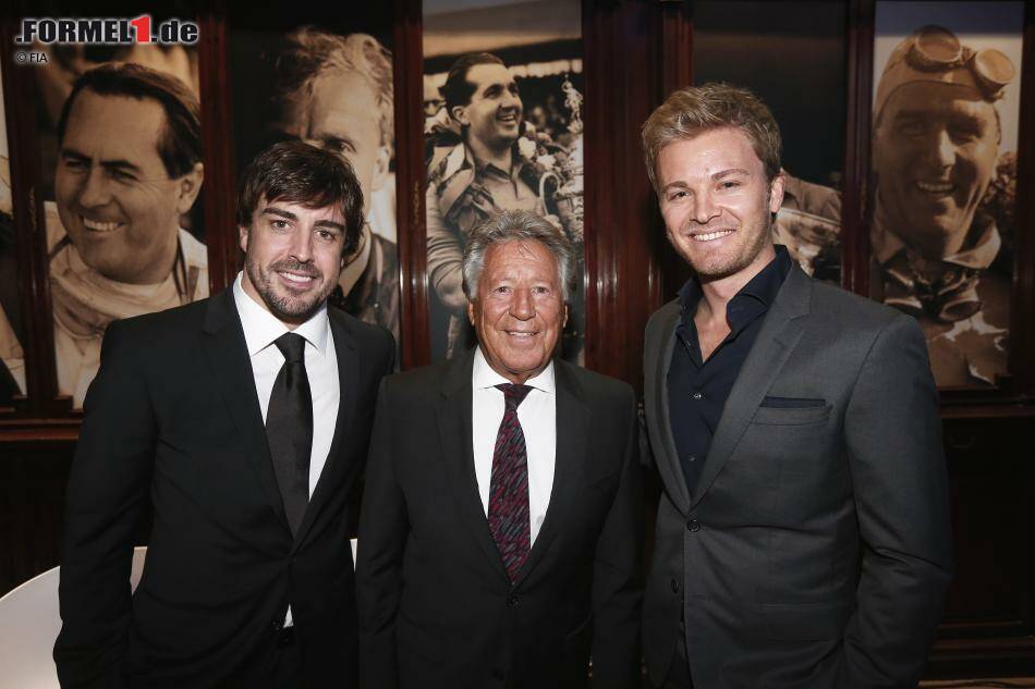 Foto zur News: Fernando Alonso, Mario Andretti und Nico Rosberg