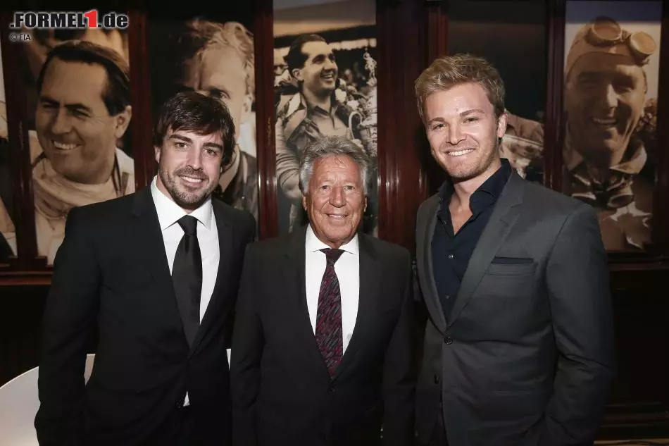 Foto zur News: Fernando Alonso, Mario Andretti und Nico Rosberg