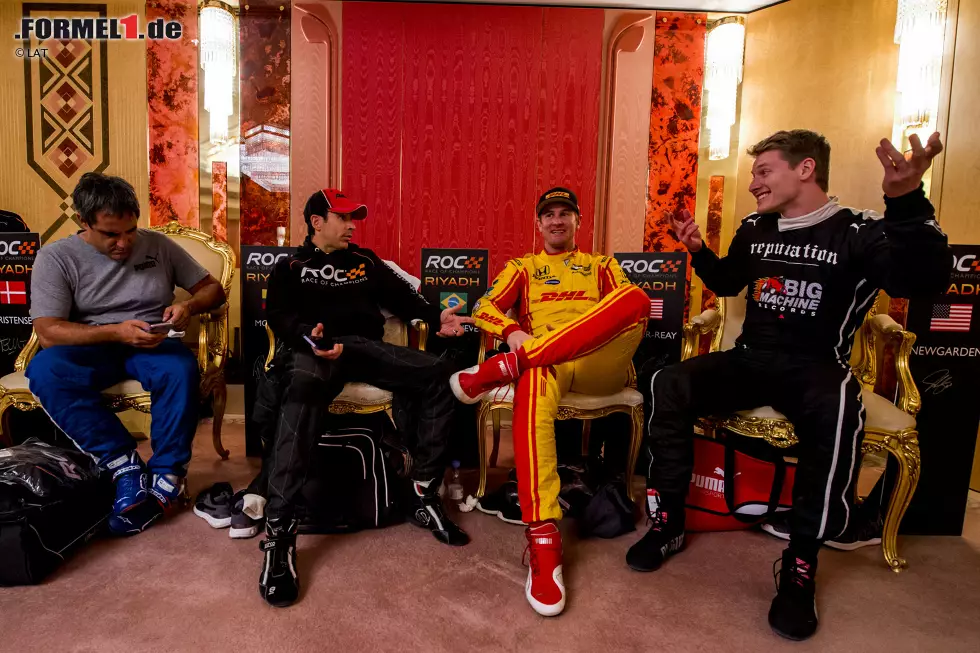 Foto zur News: Josef Newgarden, Ryan Hunter-Reay und Helio Castroneves