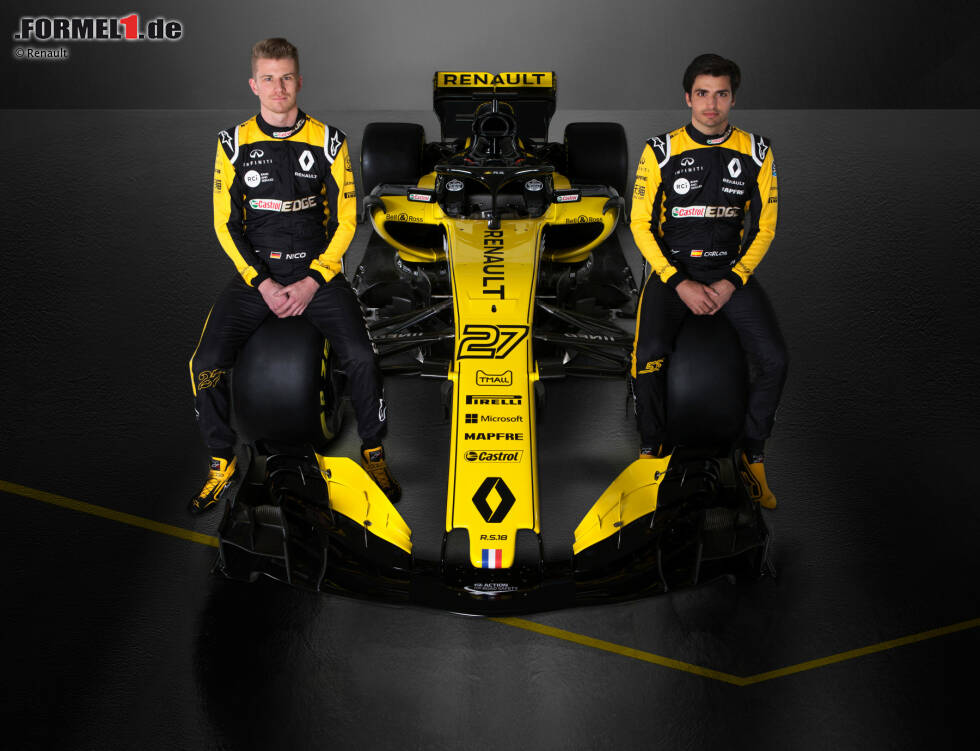 Foto zur News: Nico Hülkenberg und Carlos Sainz (Renault) mit dem R.S.18