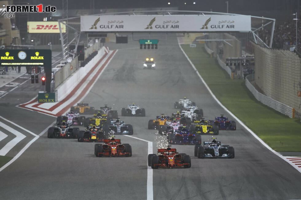 Foto zur News: Sebastian Vettel (Ferrari), Valtteri Bottas (Mercedes), Kimi Räikkönen (Ferrari), Pierre Gasly (Toro Rosso) und Daniel Ricciardo (Red Bull)