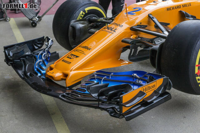 Foto zur News: Die neue und ausgefallene Nase am McLaren MCL33