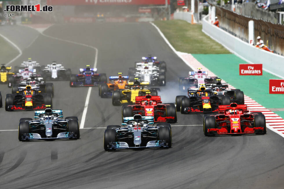 Foto zur News: Lewis Hamilton (Mercedes), Valtteri Bottas (Mercedes), Sebastian Vettel (Ferrari), Kimi Räikkönen (Ferrari) und Max Verstappen (Red Bull)