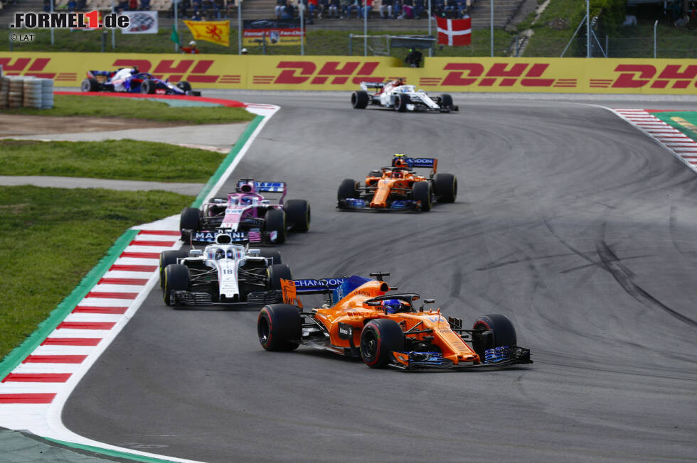 Foto zur News: Fernando Alonso (McLaren), Lance Stroll (Williams), Sergio Perez (Force India), Stoffel Vandoorne (McLaren) und Marcus Ericsson (Sauber)