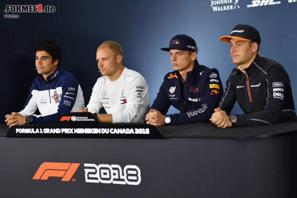 Foto zur News: Lance Stroll (Williams), Valtteri Bottas (Mercedes), Max Verstappen (Red Bull) und Stoffel Vandoorne (McLaren)
