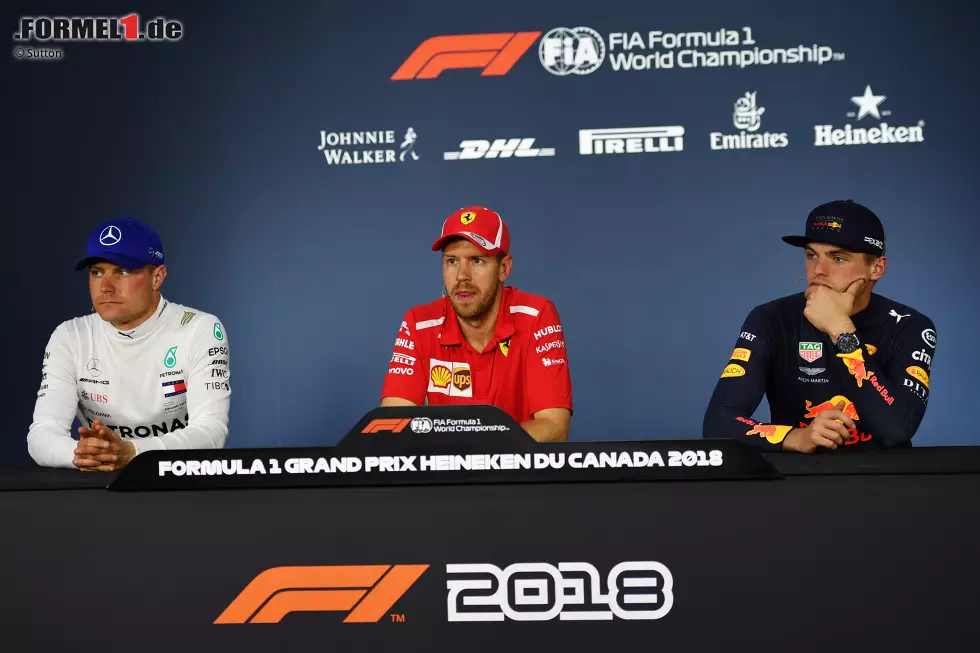 Foto zur News: Valtteri Bottas (Mercedes), Sebastian Vettel (Ferrari) und Max Verstappen (Red Bull)