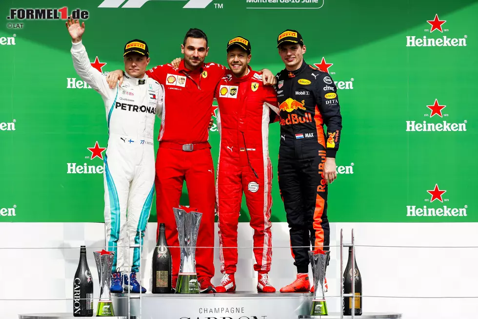 Foto zur News: Valtteri Bottas (Mercedes), Sebastian Vettel (Ferrari) und Max Verstappen (Red Bull)