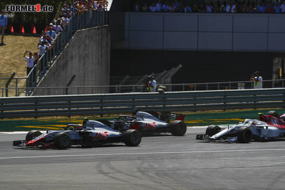 Foto zur News: Kevin Magnussen (Haas), Romain Grosjean (Haas) und Charles Leclerc (Sauber)