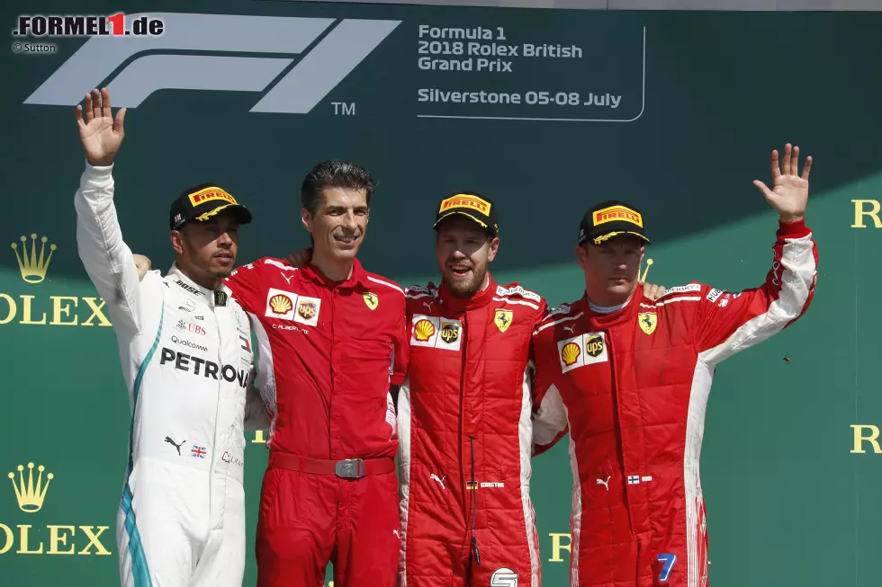 Foto zur News: Lewis Hamilton (Mercedes), Sebastian Vettel (Ferrari) und Kimi Räikkönen (Ferrari)