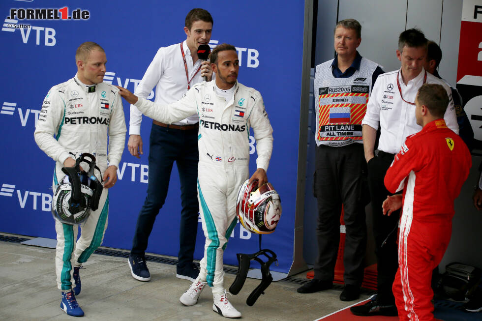 Foto zur News: Valtteri Bottas (Mercedes), Lewis Hamilton (Mercedes), Sebastian Vettel (Ferrari) und Paul di Resta