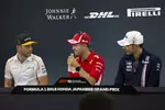 Foto zur News: Stoffel Vandoorne (McLaren), Sebastian Vettel (Ferrari) und Esteban Ocon (Racing Point)