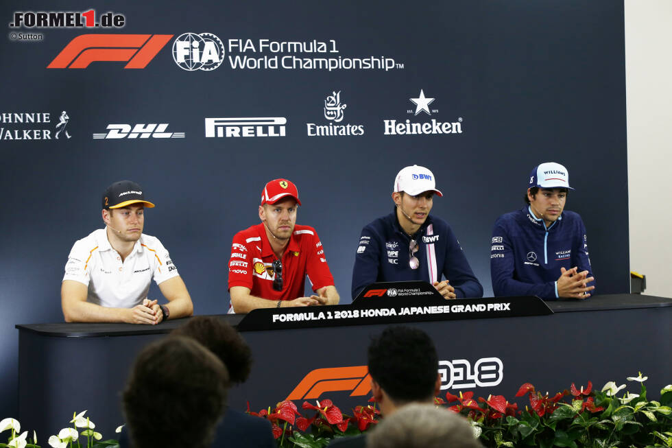 Foto zur News: Stoffel Vandoorne (McLaren), Sebastian Vettel (Ferrari), Esteban Ocon (Racing Point) und Lance Stroll (Williams)