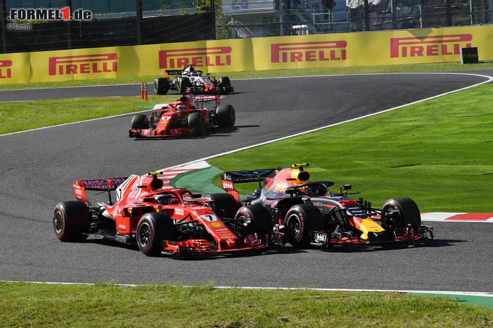 Foto zur News: Kimi Räikkönen (Ferrari) und Max Verstappen (Red Bull)