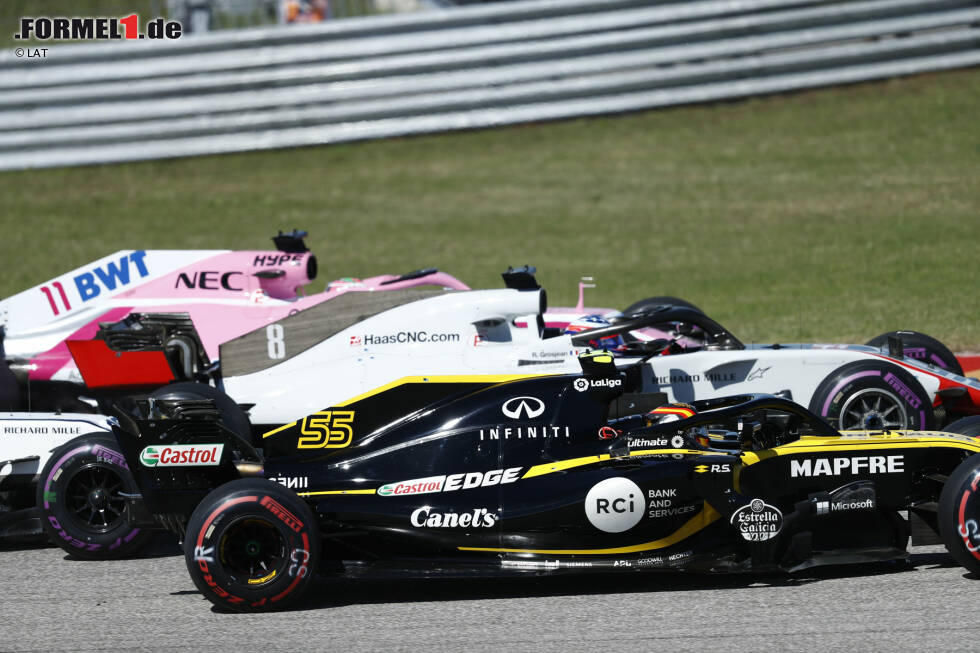 Foto zur News: Carlos Sainz (Renault), Romain Grosjean (Haas) und Sergio Perez (Racing Point)