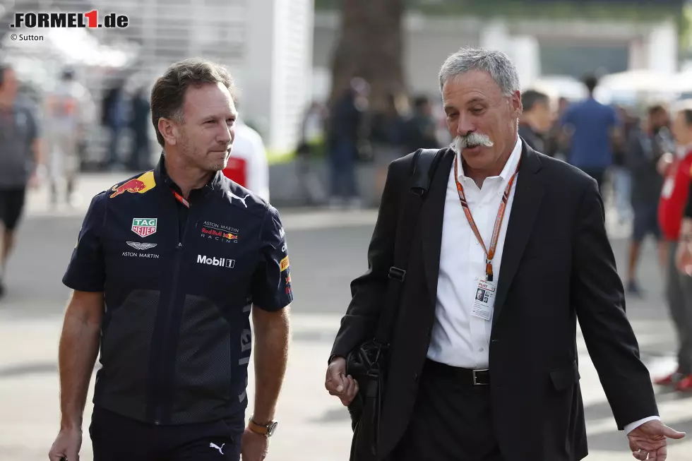 Foto zur News: Christian Horner und Chase Carey