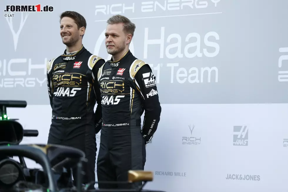 Foto zur News: Romain Grosjean (Haas) und Kevin Magnussen (Haas)