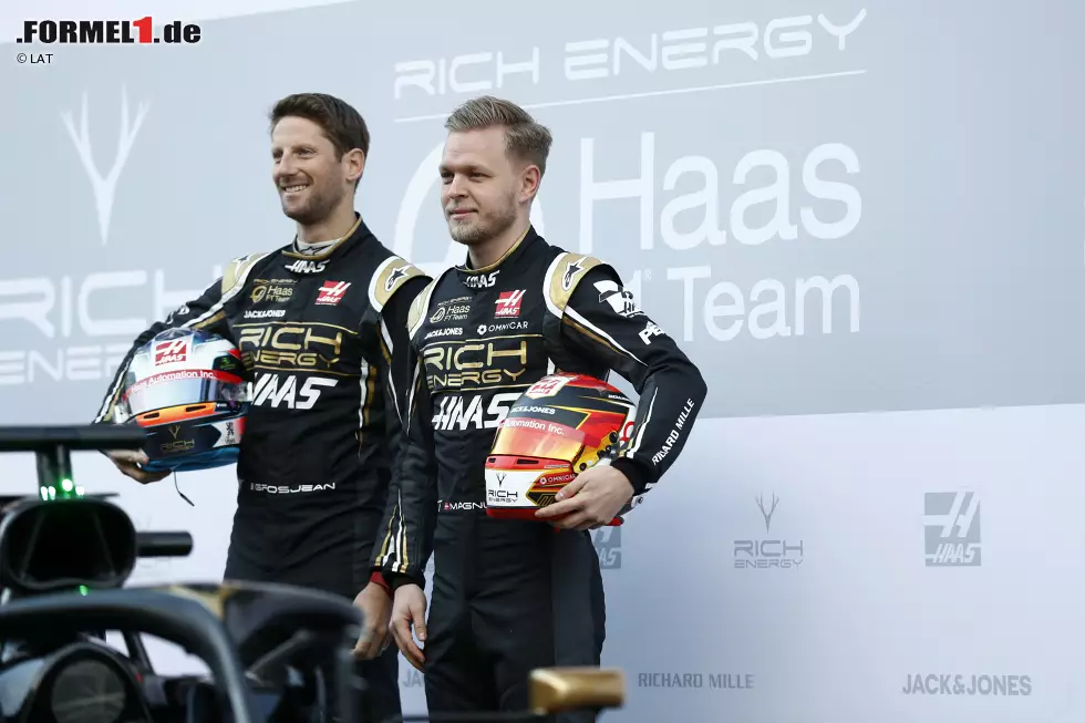 Foto zur News: Romain Grosjean (Haas) und Kevin Magnussen (Haas)