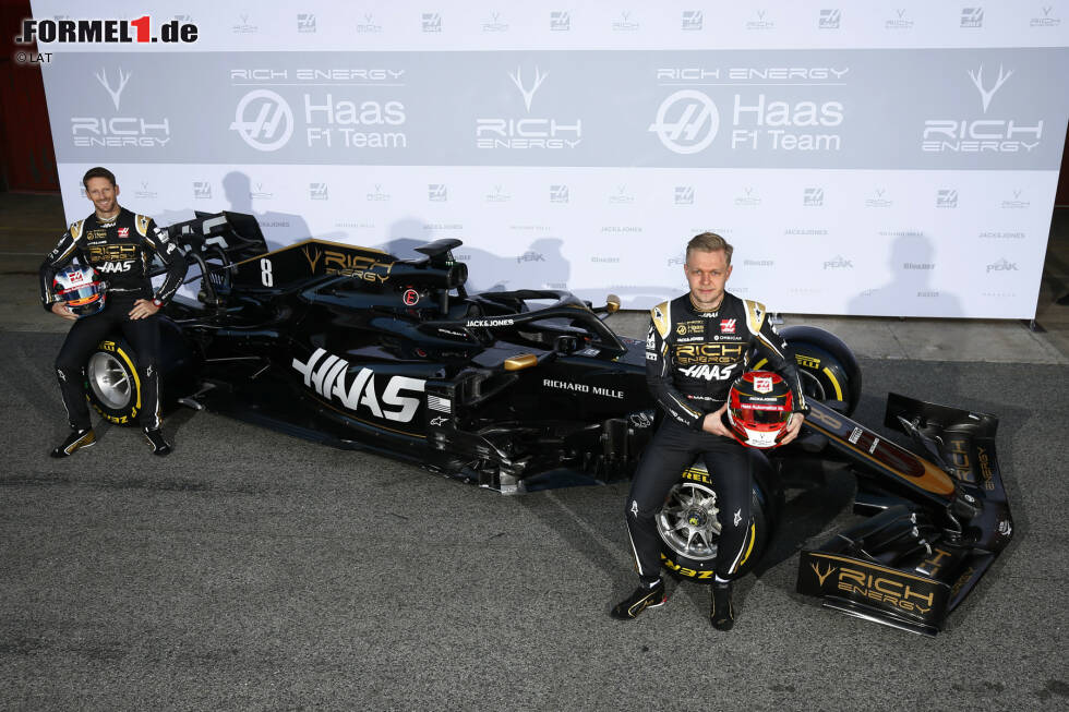 Foto zur News: Romain Grosjean (Haas) und Kevin Magnussen (Haas)