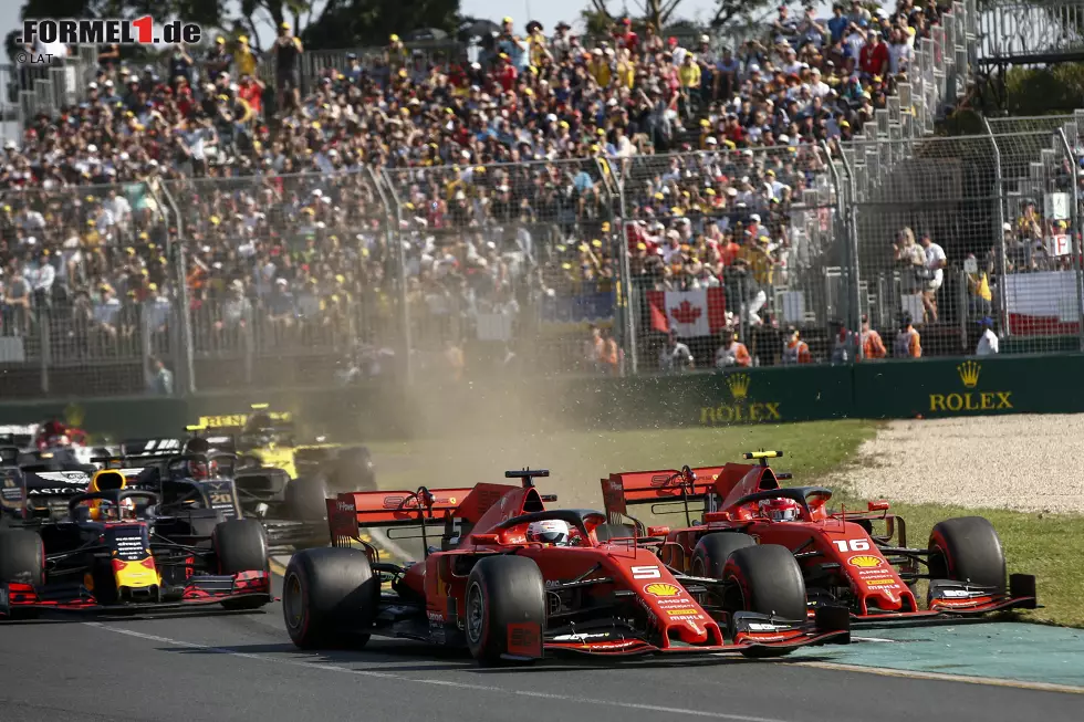 Foto zur News: Sebastian Vettel (Ferrari), Charles Leclerc (Ferrari), Max Verstappen (Red Bull) und Nico Hülkenberg (Renault)