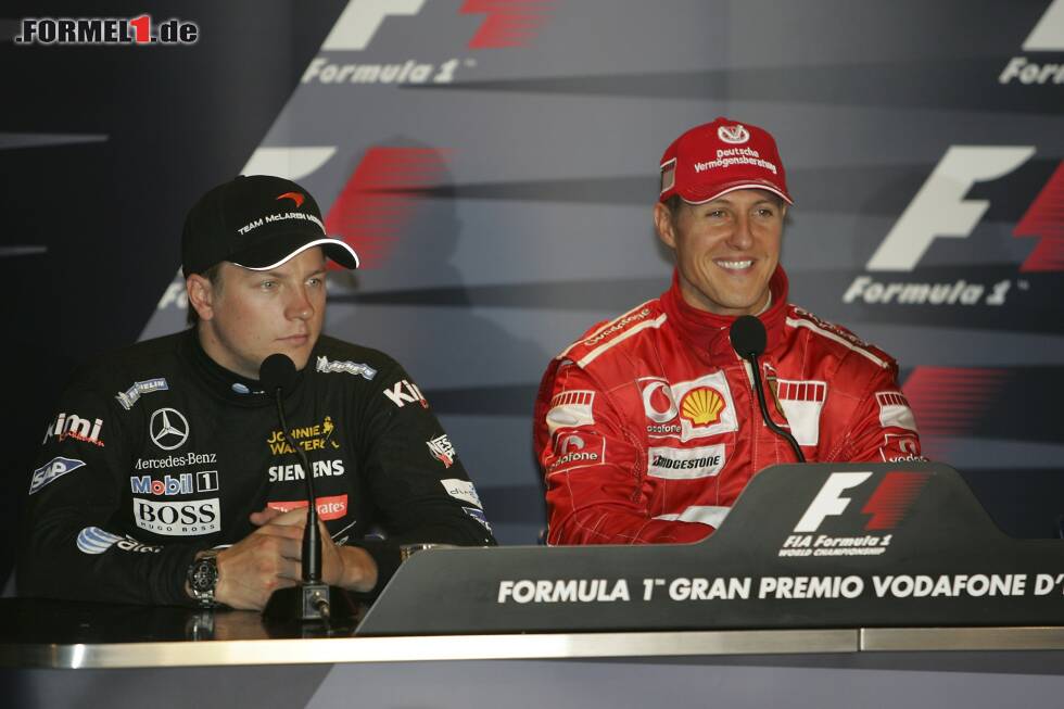 Foto zur News: Monza 2006: Michael Schumacher erklärt bei der Pressekonferenz nach dem Rennen seinen Rücktritt, Kimi Räikkönen wird als sein Nachfolger bekannt gegeben.