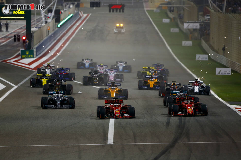 Foto zur News: Sebastian Vettel (Ferrari), Charles Leclerc (Ferrari), Valtteri Bottas (Mercedes) und Lewis Hamilton (Mercedes)