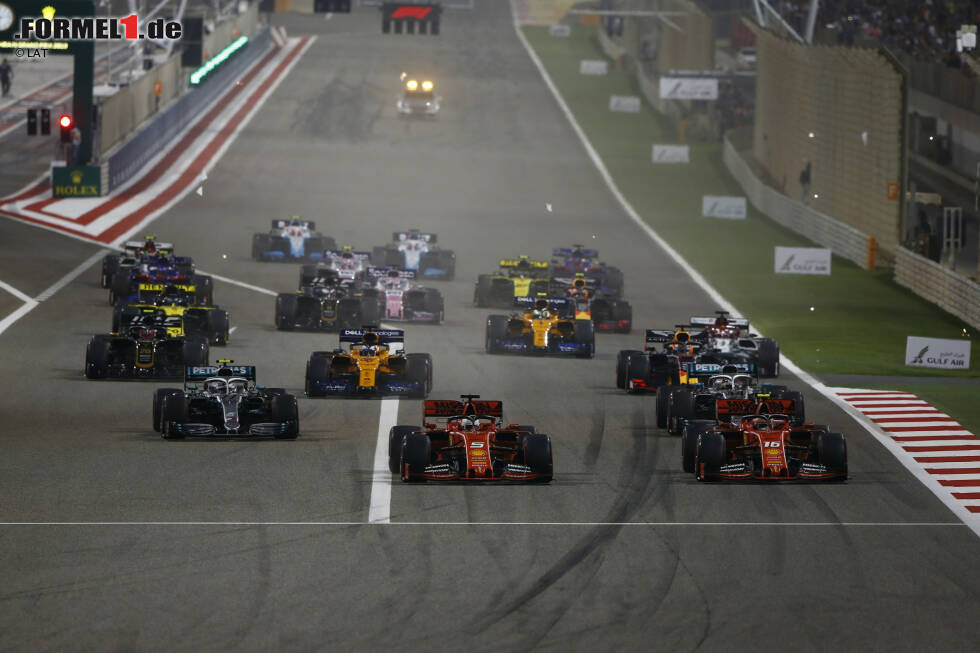 Sebastian Vettel (Ferrari), Charles Leclerc (Ferrari), Lewis Hamilton (Mercedes), Valtteri Bottas (Mercedes), Max Verstappen (Red Bull) und Kevin Magnussen (Haas) Sebastian Vettel (Ferrari), Charles Leclerc (Ferrari), Lewis Hamilton (Mercedes), Valtteri Bottas (Mercedes), Max Verstappen (Red Bull) und Kevin Magnussen (Haas)