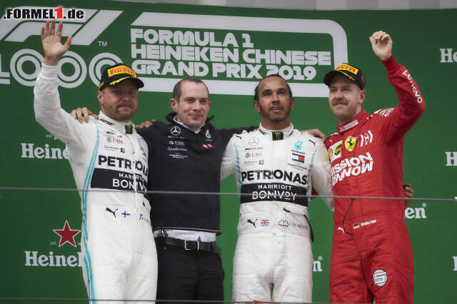 Foto zur News: Am Ende reichte es für Vettel zum ersten Podestplatz in diesem Jahr: P3 hinter Hamilton und Bottas