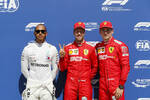 Foto zur News: Lewis Hamilton (Mercedes), Sebastian Vettel (Ferrari) und Charles Leclerc (Ferrari)
