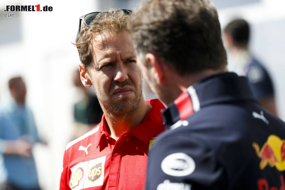 Foto zur News: Sebastian Vettel (Ferrari) und Christian Horner