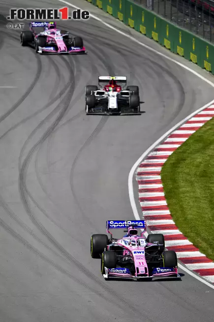 Foto zur News: Sergio Perez (Racing Point), Antonio Giovinazzi (Alfa Romeo) und Lance Stroll (Racing Point)