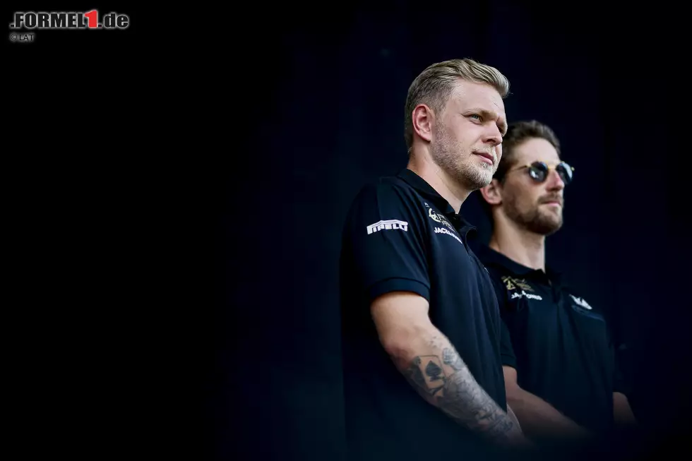 Foto zur News: Kevin Magnussen (Haas) und Romain Grosjean (Haas)