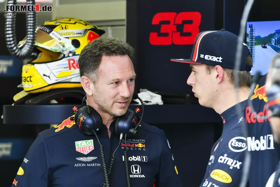 Foto zur News: Christian Horner und Max Verstappen (Red Bull)