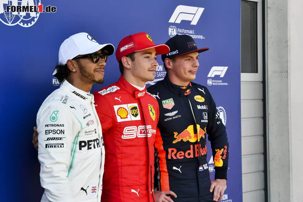 Foto zur News: Lewis Hamilton (Mercedes), Charles Leclerc (Ferrari) und Max Verstappen (Red Bull)