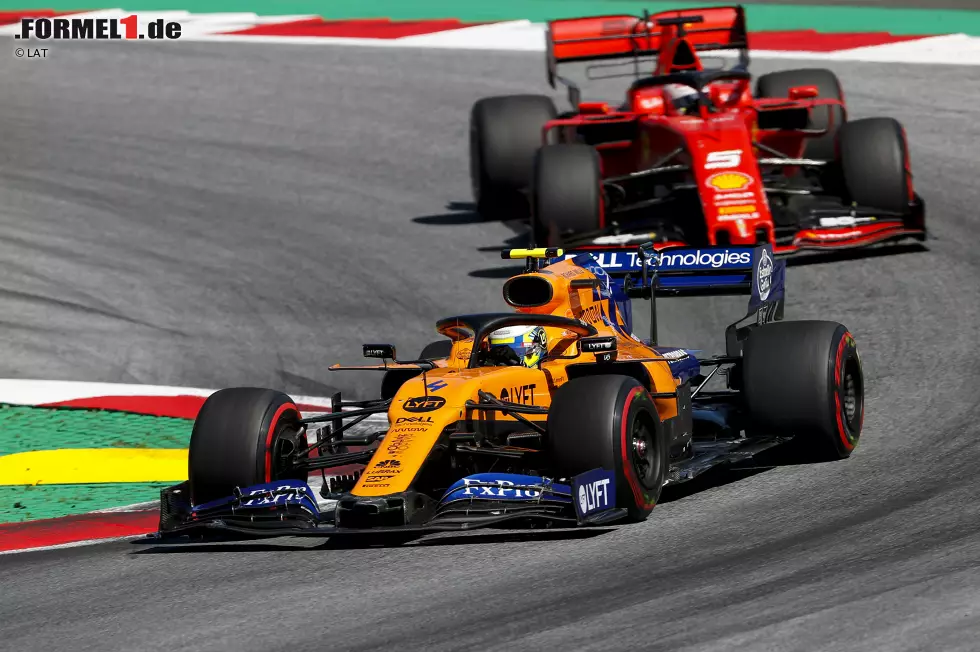 Foto zur News: Lando Norris (McLaren) und Sebastian Vettel (Ferrari)