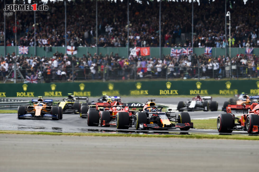 Foto zur News: Max Verstappen (Red Bull), Sebastian Vettel (Ferrari) und Lando Norris (McLaren)
