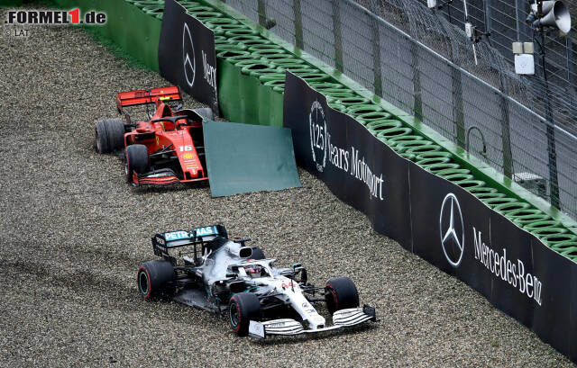 Foto zur News: In der Südkurve endete das Rennen von Charles Leclerc. Jenes von Lewis Hamilton nur fast. Was dort das Problem war? Wir haben den Dragstrip genau fotografiert - jetzt durchklicken!
