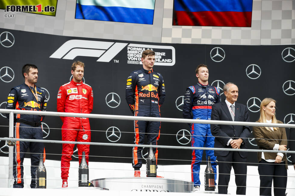 Foto zur News: Sebastian Vettel (Ferrari), Max Verstappen (Red Bull) und Daniil Kwjat (Toro Rosso)