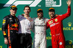 Max Verstappen (Red Bull), Lewis Hamilton (Mercedes) und Sebastian Vettel (Ferrari) 