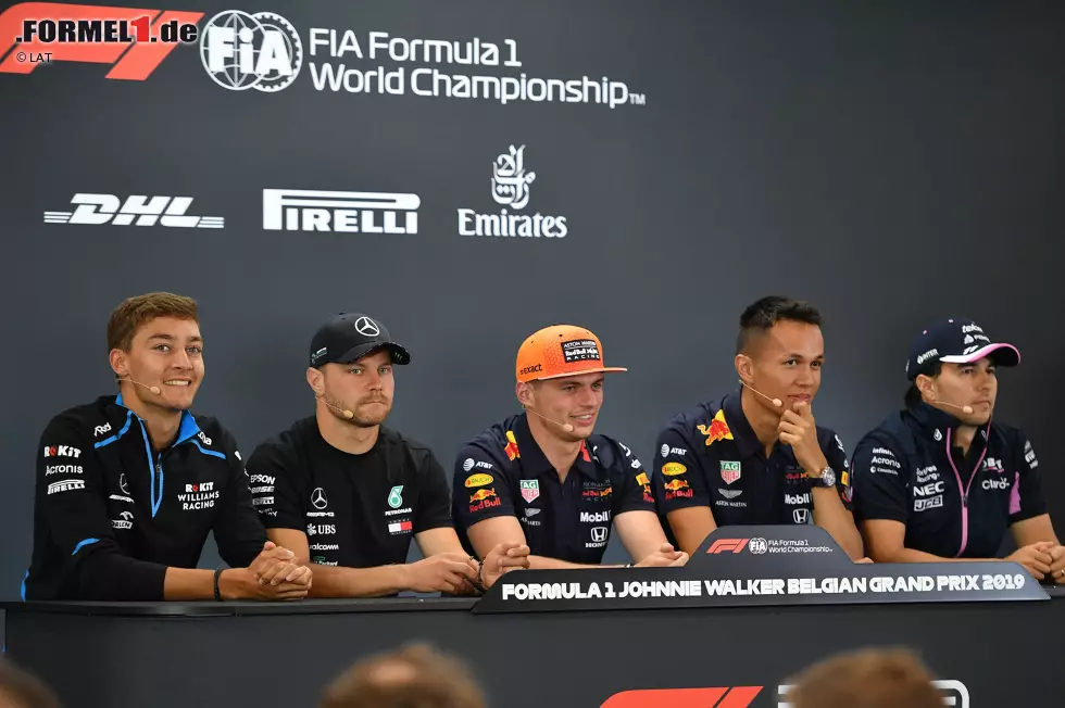 Foto zur News: George Russell (Williams), Valtteri Bottas (Mercedes), Max Verstappen (Red Bull), Alexander Albon (Red Bull) und Sergio Perez (Racing Point)