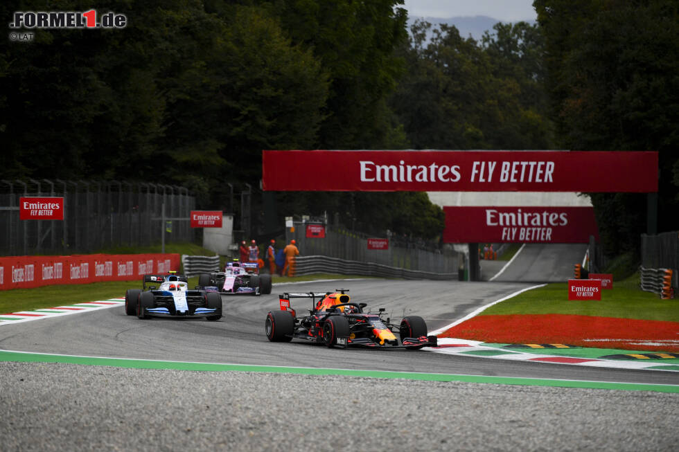 Foto zur News: Max Verstappen (Red Bull), Robert Kubica (Williams) und Lance Stroll (Racing Point)