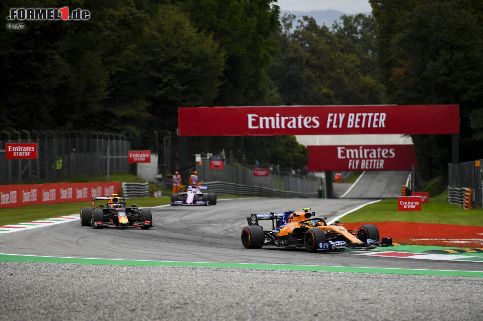 Foto zur News: Lando Norris (McLaren), Alexander Albon (Red Bull) und Sergio Perez (Racing Point)