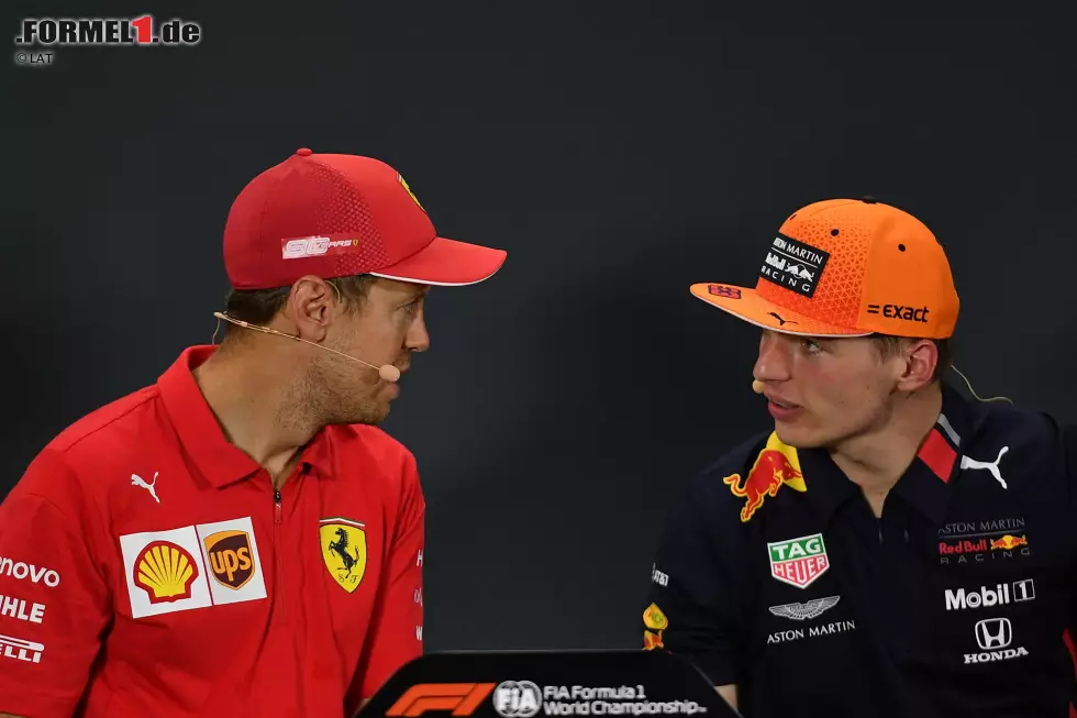 Foto zur News: Sebastian Vettel (Ferrari) und Max Verstappen (Red Bull)